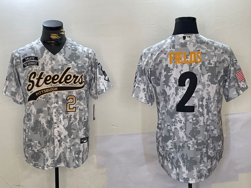 Men Pittsburgh Steelers #2 Fields Nike Arctic Camo 2024 Salute to Service Limited NFL Jersey style 3